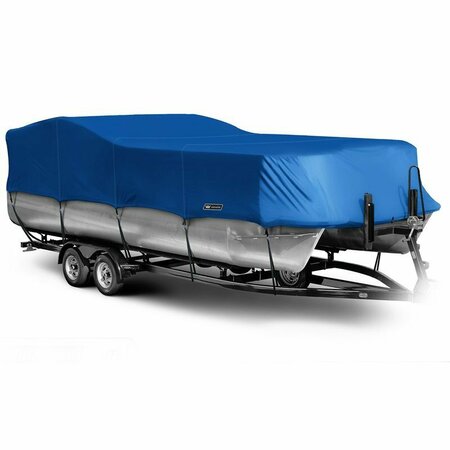 EEVELLE Boat Cover PONTOON Rails w/ Outboard 16ft 6in L 102in W Pacific Blue SBPONBP16102B-RYL